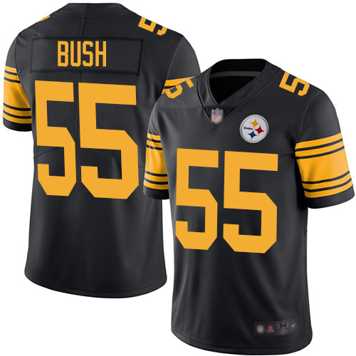 Men Pittsburgh Steelers Football 55 Limited Black Devin Bush Rush Vapor Untouchable Nike NFL Jersey